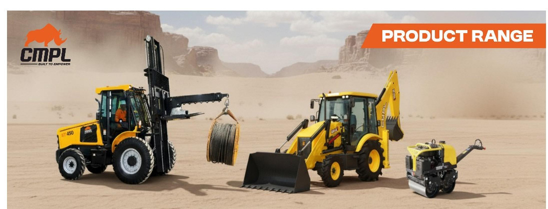 CMPL forklift, backhoe loader and road roller